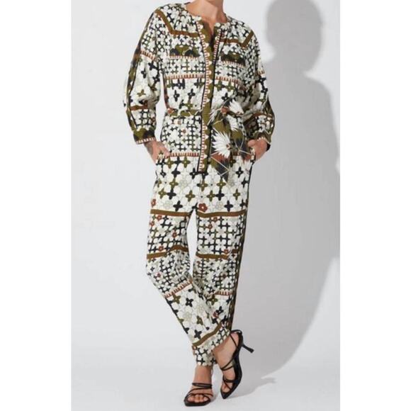 Cleobella Nadia Art Deco Print Organic Cotton Jumpsuit Size Medium - Picture 7 of 14